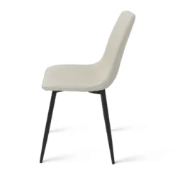 Harrison+Bingo 5-Piece Round-Shaped Wood Grain Dining Table Set With 4 Upholstered Chairs Black Legs-Maison Boucle -Furniture Hotsale Shop GUEST 00d0bc17 7e12 4600 87cd 95ea872346c6