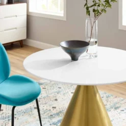 40" Tupelo Round Wood Dining Table Gold White - Modway -Furniture Hotsale Shop GUEST 015368b5 5c37 425e 9b3b a58ee700b34f