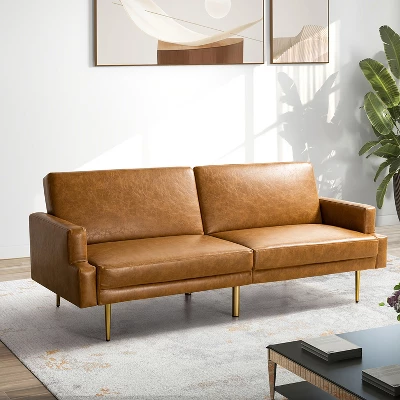 Lanna 76"Wide Vegan Leather Modern Style Convertible Futon Sofa Bed For Living Room Guest Bedroom | ARTFUL LIVING DESIGN 14 Lanna 76"Wide Vegan Leather Modern Style Convertible Futon Sofa Bed For Living Room Guest Bedroom | ARTFUL LIVING DESIGN - Image 12