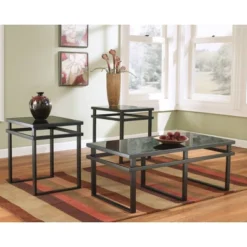 Set Of 3 Laney Side Tables Black/Gray - Signature Design By Ashley