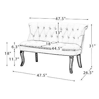 Jane 47" Velvet Button-tufted And Wing Back Loveseat Solid Wood And Cabriole Legs For Living Room And Bedroom | ARTFUL LIVING DESIGN 10 Jane 47" Velvet Button-tufted And Wing Back Loveseat Solid Wood And Cabriole Legs For Living Room And Bedroom | ARTFUL LIVING DESIGN - Image 8