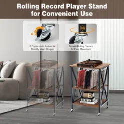 Costway 3-tier Rolling Turntable Stand Vinyl Record Storage Shelf With 3 Dividers & Wheels -Furniture Hotsale Shop GUEST 0479e554 8ede 40d3 ae47 c0f2f9fd6a83