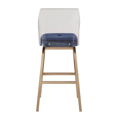 Set Of 2 29" Svana Champagne Gold Finish Velvet Barstools Navy - Inspire Q 7 Set Of 2 29" Svana Champagne Gold Finish Velvet Barstools Navy - Inspire Q - Image 5