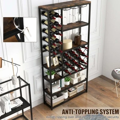 Costway Industrial Wine Rack Multi-purpose Freestanding Bakers Rack With Glass Holder 9 Costway Industrial Wine Rack Multi-purpose Freestanding Bakers Rack With Glass Holder - Image 7