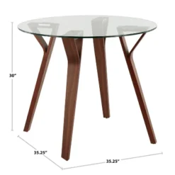 35.5" Folia Mid-Century Modern Modern Round Dining Tables Walnut/Clear - LumiSource -Furniture Hotsale Shop GUEST 0664085c 66c1 4a8d b069 fa00ffa94403