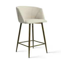 26" Chole Armrest Upholstered Counter Height Stool With Walnut Legs (Set Of 2)-Maison Boucle -Furniture Hotsale Shop GUEST 078a4cc8 2da2 431b 82f1 394838f60e2e