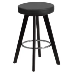 Emma And Oliver 24"H Contemporary Vinyl Counter Stool With Cappuccino Wood Frame -Furniture Hotsale Shop GUEST 079fe0b3 b73c 487b bc71 51871fadacce