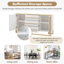 Contemporary 59" Sideboard With Large Storage And Gold Metal Legs - ModernLuxe -Furniture Hotsale Shop GUEST 07fcbc7c 5fa1 4085 b93a fda3ebbf3b70