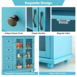 Costway Buffet Sideboard Table Kitchen Storage Cabinet With Drawers & Doors Blue/White/Green -Furniture Hotsale Shop GUEST 080645bb 7b7b 4077 9538 244e7dc5380b