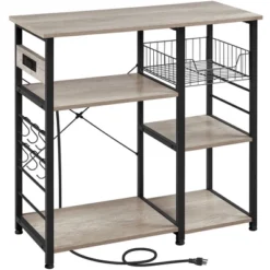 Yaheetech Vintage Kitchen Island Baker's Rack With Power Outlet Utility Microwave Stand -Furniture Hotsale Shop GUEST 09860da9 8d55 4b69 b00a af457d1f67f6