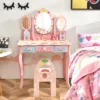 Costway Kids Vanity Princess Makeup Dressing Table Chair Set W/ Tri-fold Mirror Pink -Furniture Hotsale Shop GUEST 0b2933f7 261d 4e94 b8e5 c0a095b6d5b0