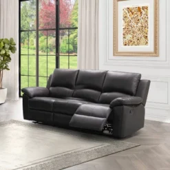Carlin Leather Reclining Sofa Dark Brown - Abbyson Living