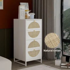 Arina Farmhouse Natural Rattan Vertical 4 With Deep Drawers Dresser-The Pop Maison -Furniture Hotsale Shop GUEST 0bc69cb5 b636 4258 a758 026679642091