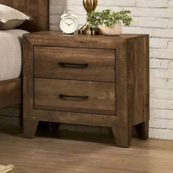 2pc Queen Quail Transitional Bedroom Set Rustic Light Walnut - HOMES: Inside + Out -Furniture Hotsale Shop GUEST 0c065d6a 2869 4bda 81d1 8f725440e9ae