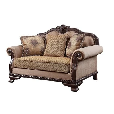 69" Chateau De Ville Fabric Sofa Espresso Finish - Acme Furniture 3 69" Chateau De Ville Fabric Sofa Espresso Finish - Acme Furniture