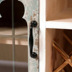 LuxenHome Distressed White And Gray Wood 1-Door Storage Wine Cabinet -Furniture Hotsale Shop GUEST 0de77eff 540a 4511 9015 eba1ae4d0ab8