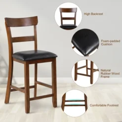 Tangkula Set Of 4 Bar Stools Vintage Wooden Dining Chair For Kitchen, Bistro Brown&Black -Furniture Hotsale Shop GUEST 0f7c404b 71f7 40f8 aaa8 e78292eb3d44