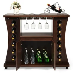 Costway Rolling Buffet Sideboard Wooden Bar Storage Cabinet W/ Wine Rack & Glass Holder 13 Costway Rolling Buffet Sideboard Wooden Bar Storage Cabinet W/ Wine Rack & Glass Holder -Furniture Hotsale Shop GUEST 0f9866da fbbb 4168 afa1 0aaa62a8232c