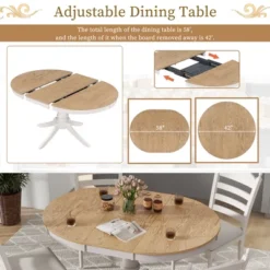 5-Piece Vintage Wood Extendable Dining Table Sets With 4 Upholstered Dining Chairs - ModernLuxe -Furniture Hotsale Shop GUEST 0fe9b27c 2b27 45f7 85de a619ce062888