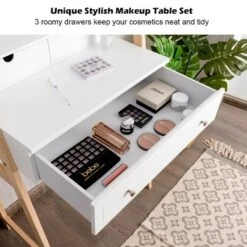 Costway Makeup Vanity Table Dressing Table Cushioned Stool Set -Furniture Hotsale Shop GUEST 0fecd418 a6ea 4d79 bc85 aaa92bf6c02d