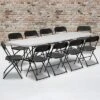 Emma And Oliver 8' Bi-Fold White Plastic Event/Training Folding Table Set W/ 10 Folding Chairs -Furniture Hotsale Shop GUEST 12103f8d 3e6e 4f9e 9da2 f1d77fdb14e0