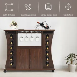 Costway Rolling Buffet Sideboard Wooden Bar Storage Cabinet W/ Wine Rack & Glass Holder 17 Costway Rolling Buffet Sideboard Wooden Bar Storage Cabinet W/ Wine Rack & Glass Holder -Furniture Hotsale Shop GUEST 1311d458 b8fd 4ffe bb15 25f8c0e65c3f