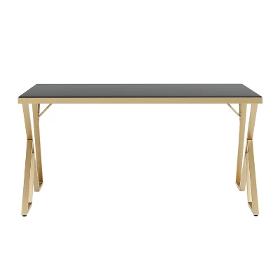 Jalama Glam Glass Top Gold Frame Dining Table - HOMES: Inside + Out 4 Jalama Glam Glass Top Gold Frame Dining Table - HOMES: Inside + Out - Image 2