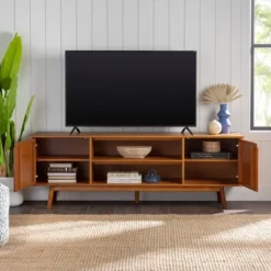 Solid Wood Mid-Century Modern TV Stand For TVs Up To 80" - Saracina Home -Furniture Hotsale Shop GUEST 13d172c2 7522 436c b47e 043357d4492b