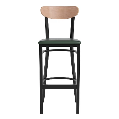 Flash Furniture Wright Set Of 2 Commercial Grade Barstools With 500 LB. Capacity Steel Frame, Solid Wood Seat, And Boomerang Back 12 Flash Furniture Wright Set Of 2 Commercial Grade Barstools With 500 LB. Capacity Steel Frame, Solid Wood Seat, And Boomerang Back - Image 10