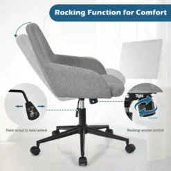 Costway Linen Accent Office Chair Adjustable Rolling Swivel Task Chair W/Armrest 13 Costway Linen Accent Office Chair Adjustable Rolling Swivel Task Chair W/Armrest -Furniture Hotsale Shop GUEST 1429f714 7280 4799 85ef 1b2bda97091e