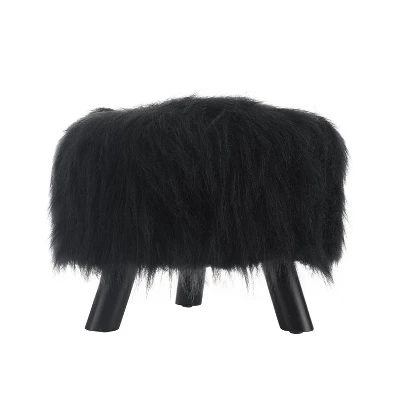 Faux Fur Foot Stool - Linon 3 Faux Fur Foot Stool - Linon