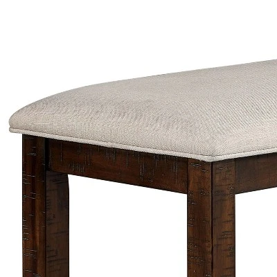 Foret Padded Counter Height Bench Rustic Oak/Beige - HOMES: Inside + Out 4 Foret Padded Counter Height Bench Rustic Oak/Beige - HOMES: Inside + Out - Image 2