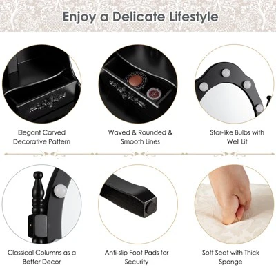 Vanity Table Set Detachable Makeup Table Dressing Desk With Mirror & Cushioned Stool Brown/White/Black 5 Vanity Table Set Detachable Makeup Table Dressing Desk With Mirror & Cushioned Stool Brown/White/Black - Image 3