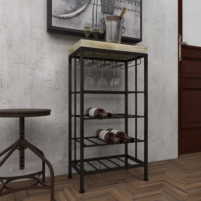Industrial Metal Rectangle Wine Rack Black - Olivia & May 20 Industrial Metal Rectangle Wine Rack Black - Olivia & May - Image 18
