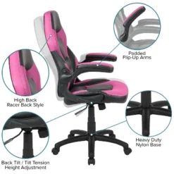 Emma And Oliver Gaming Racing PC Chair With Flip-up Arms -Furniture Hotsale Shop GUEST 17fbeec4 bfe6 44bb a9d5 59a5d1eee2a0