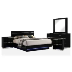 5pc Cavatao Bedroom Set With Led Light Black/Chrome - MiBasics -Furniture Hotsale Shop GUEST 17ff0899 2465 4c3d a381 b2d97dd8a16c