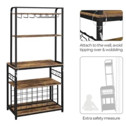 Yaheetech 65" Wine Bakers Rack Freestanding Wine Rack With Glass Holder And Wine Storage, Rustic Brown -Furniture Hotsale Shop GUEST 18399283 7858 48a3 a5e3 a81ed179a21e