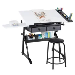 Core Drawing Table And Stool Set Charcoal Black/White - Studio Designs -Furniture Hotsale Shop GUEST 19669677 8f59 4c0d 8352 c68dff88710f