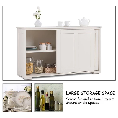 Costway Kitchen Storage Cabinet Sideboard Buffet Cupboard Wood Sliding Door Pantry White 10 Costway Kitchen Storage Cabinet Sideboard Buffet Cupboard Wood Sliding Door Pantry White - Image 8