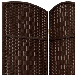7 Ft. Tall Diamond Weave Room Divider - Dark Mocha (4 Panels)