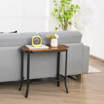 Costway Narrow End Side Sofa Table Stable Steel Frame For Living Room Bedroom Brown 4 Costway Narrow End Side Sofa Table Stable Steel Frame For Living Room Bedroom Brown - Image 2