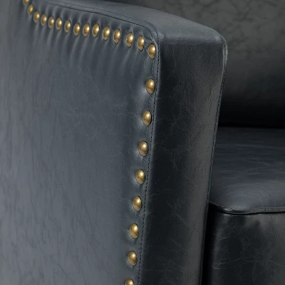 Set Of 2 Bonita Transitional Vegan Leather Armchair With Removable Seat Cushion And Nailhead Trims | ARTFUL LIVING DESIGN 7 Set Of 2 Bonita Transitional Vegan Leather Armchair With Removable Seat Cushion And Nailhead Trims | ARTFUL LIVING DESIGN - Image 5