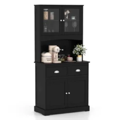 Costway 67'' Storage Cabinet Closet Kitchen Pantry Cupboard With Adjustable Shelves Black/White -Furniture Hotsale Shop GUEST 1de1c251 2f8a 4017 b611 be7045d80f6a