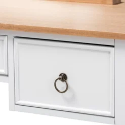 3 Drawer Sylvie Wood Vanity Table With Mirror White - Baxton Studio -Furniture Hotsale Shop GUEST 1e0fe506 0ff7 461d 83f1 59cb4df5ee80