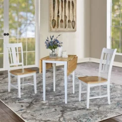 Cain Small Dual Drop Leaf Dining Set With 2 San Remo Chairs White/Natural - International Concepts -Furniture Hotsale Shop GUEST 2130f471 050f 4445 9576 bf4b8fe4ae45