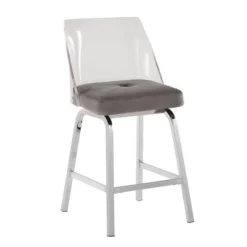 Set Of 2 24" Svana Chrome Finish Velvet Swivel Counter Height Barstools Gray - Inspire Q -Furniture Hotsale Shop GUEST 214234c0 20ff 4434 a870 c486f0be1899