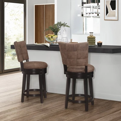 26" Kaede Wood And Upholstered Swivel Counter Height Barstool Black/Chestnut - Hillsdale Furniture 10 26" Kaede Wood And Upholstered Swivel Counter Height Barstool Black/Chestnut - Hillsdale Furniture - Image 8