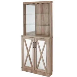 Home Source Grey Wash Corner Bar Cabinet With Mirrored Panels -Furniture Hotsale Shop GUEST 2293c032 56cc 433f 9613 0df81ac19996