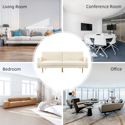 Lanna 76"Wide Vegan Leather Modern Style Convertible Futon Sofa Bed For Living Room Guest Bedroom | ARTFUL LIVING DESIGN 5 Lanna 76"Wide Vegan Leather Modern Style Convertible Futon Sofa Bed For Living Room Guest Bedroom | ARTFUL LIVING DESIGN - Image 3