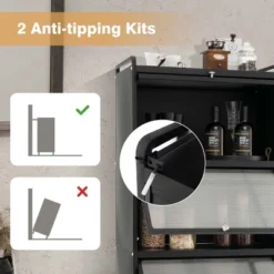 Costway 5-Tier Kitchen Baker's Rack Storage Cabinet Mobile Microwave Stand Flip-up Doors 18 Costway 5-Tier Kitchen Baker's Rack Storage Cabinet Mobile Microwave Stand Flip-up Doors -Furniture Hotsale Shop GUEST 23282a11 380d 485c 8584 b76d1dd2b40a